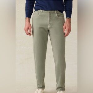 Faherty Stretch Terry 5 Pocket Chino Pants Men's Size 38 Green Faded Olive NWT